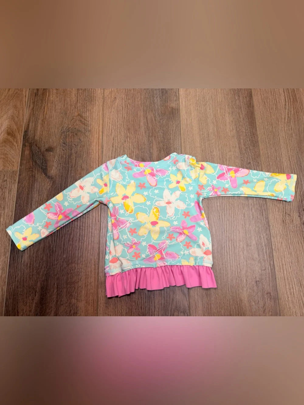 RuffleButts Floral Rash Guard‎ Bikini Set UPF 50+ Long Sleeve Swimsuit 12-18M